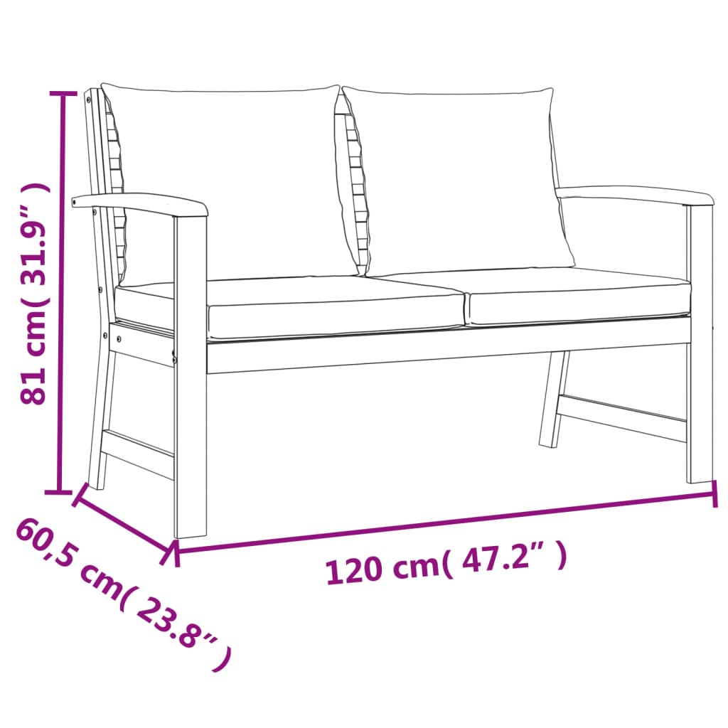 Set mobilier de grădină cu perne, 9 piese, lemn masiv de acacia