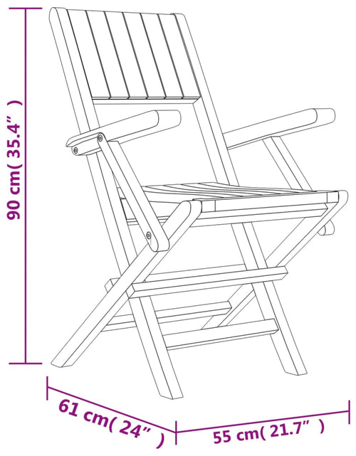 Încărcați imaginea în vizualizatorul Galerie, Scaune de grădină pliante, 6 buc., 55x61x90 cm, lemn masiv tec
