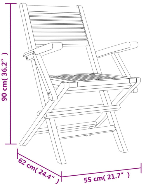 Încărcați imaginea în vizualizatorul Galerie, Scaune de grădină pliante, 4 buc., 55x62x90 cm, lemn masiv tec
