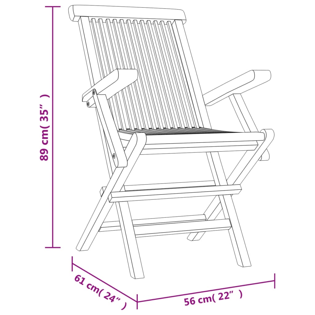 Scaune de grădină pliante 6 buc. gri 56x61x89 cm lemn masiv tec