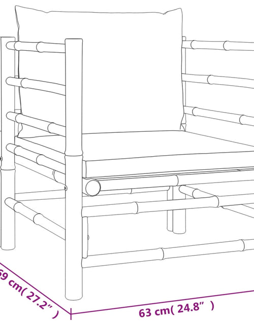 Загрузите изображение в средство просмотра галереи, Set mobilier de grădină cu perne gri deschis, 6 piese, bambus
