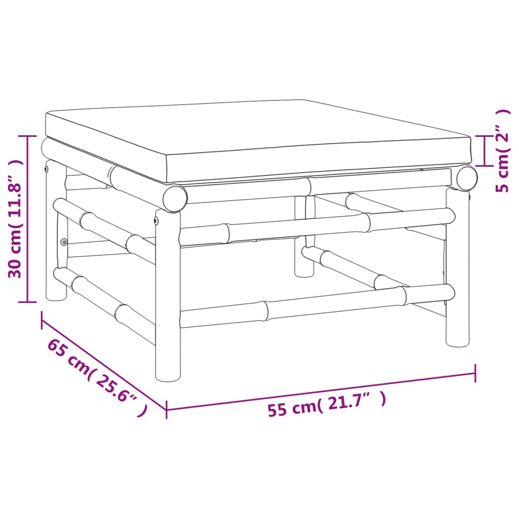 Set mobilier de grădină cu perne gri deschis, 3 piese, bambus