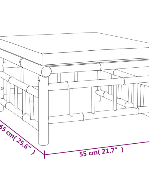 Загрузите изображение в средство просмотра галереи, Set mobilier de grădină cu perne alb crem, 6 piese, bambus
