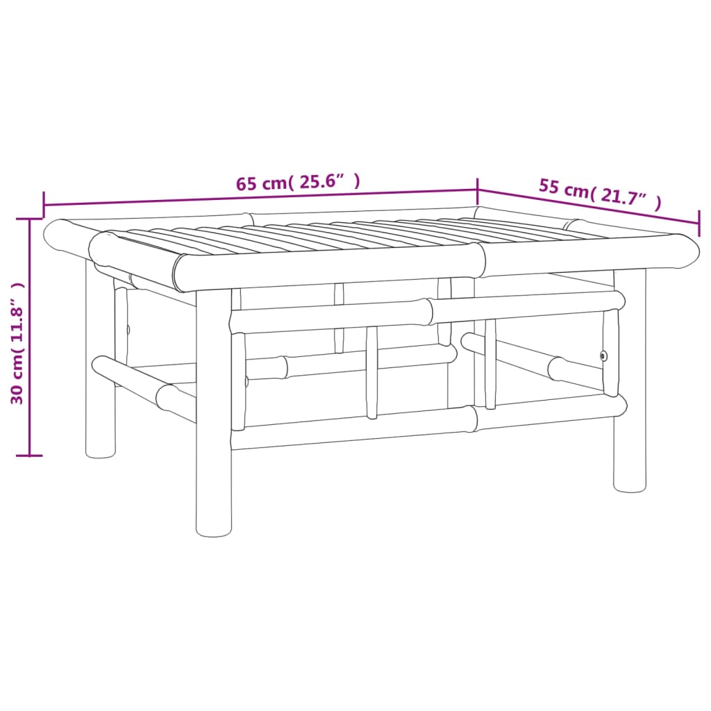 Set mobilier de grădină, cu perne alb crem, 9 piese, bambus