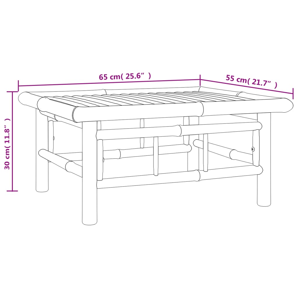 Set mobilier de grădină, cu perne alb crem, 11 piese, bambus