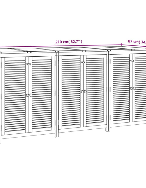 Încărcați imaginea în vizualizatorul Galerie, Ladă depozitare de grădină, 210x87x104 cm, lemn masiv acacia
