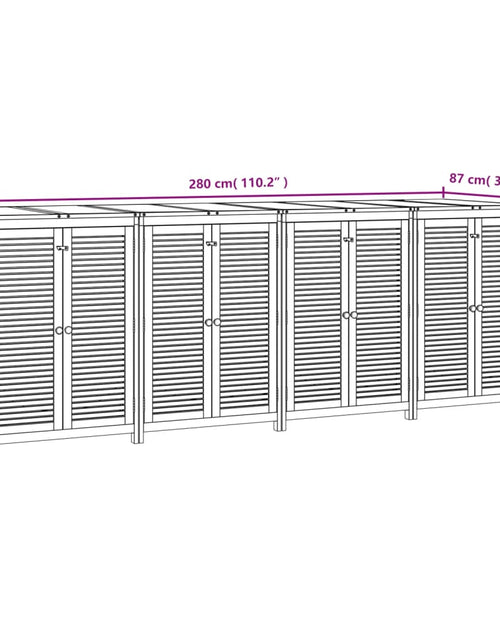 Încărcați imaginea în vizualizatorul Galerie, Ladă depozitare de grădină, 280x87x104 cm, lemn masiv acacia
