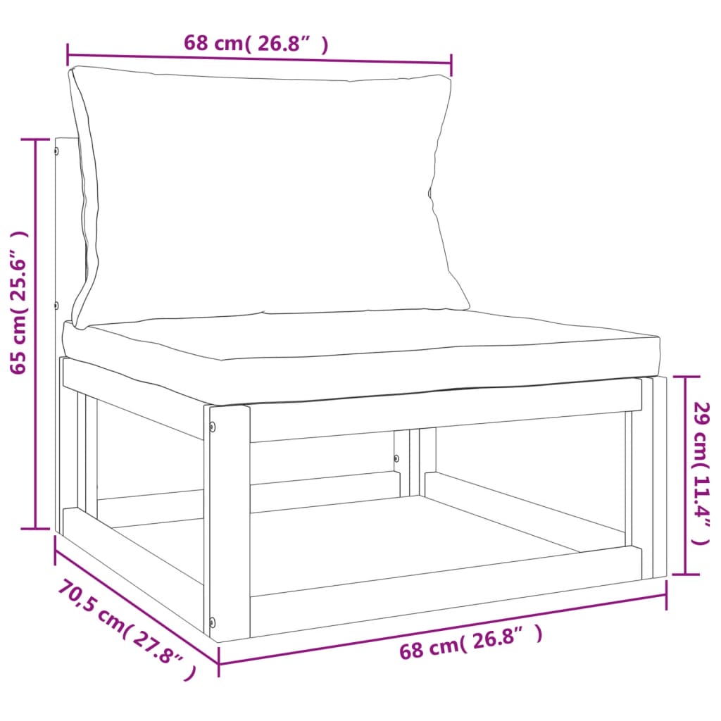 Set mobilier de grădină cu perne gri taupe, 4 piese, lemn masiv