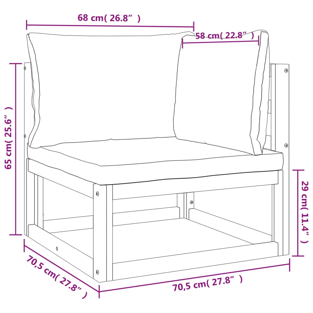 Set mobilier de grădină cu perne gri taupe, 5 piese, lemn masiv