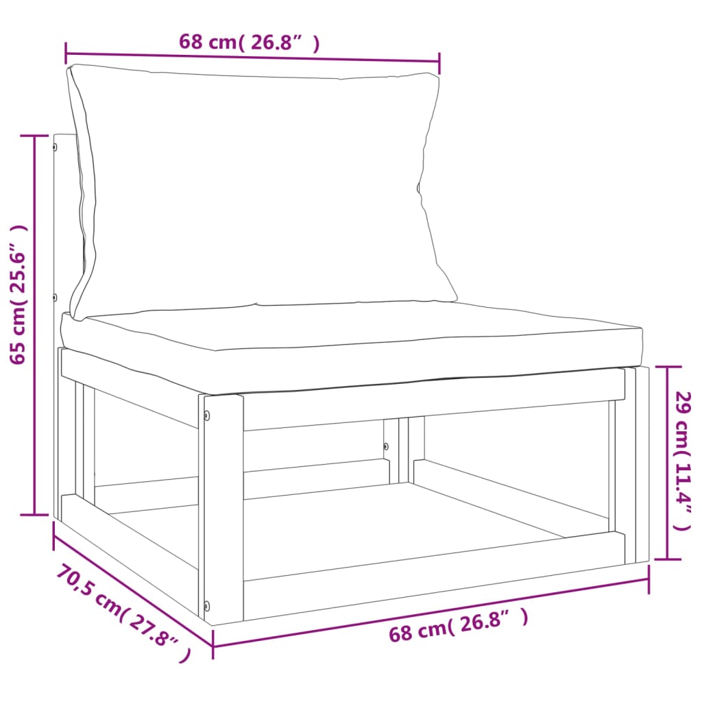 Set mobilier de grădină cu perne gri taupe, 6 piese, lemn masiv