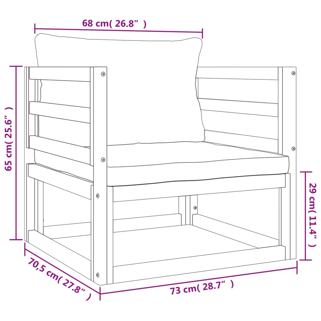 Set mobilier de grădină cu perne gri taupe, 6 piese, lemn masiv