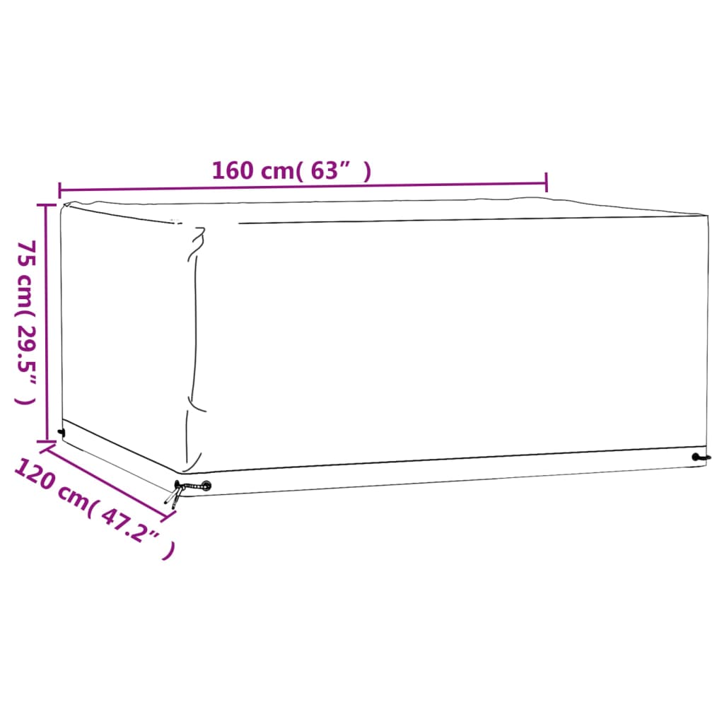 Huse mobilă grădină, 2 buc, 8 ocheți, 160x120x75cm, rectangular