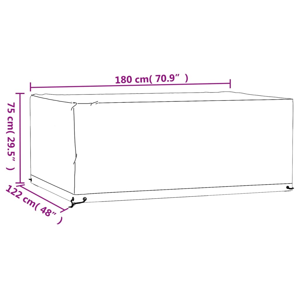 Huse mobilă grădină, 2 buc, 8 ocheți, 180x122x75cm, rectangular