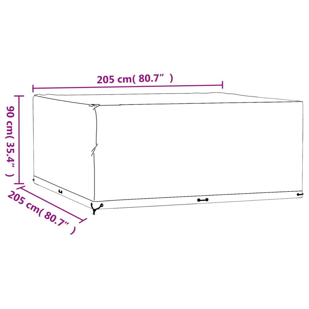 Huse mobilier grădină, 2 buc, 16 ocheți, 205x205x90 cm, pătrat