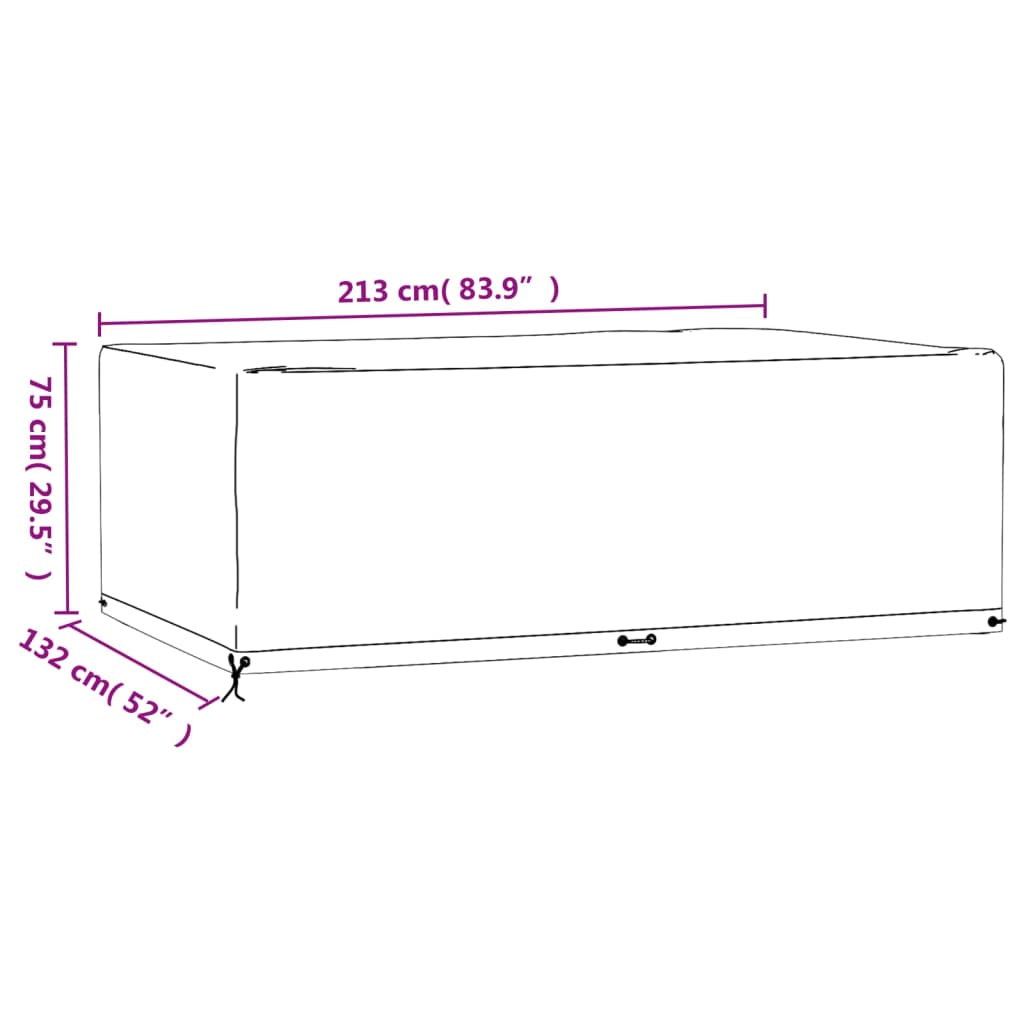 Huse mobilă grădină, 2 buc, 12 ocheți 213x132x75cm, rectangular