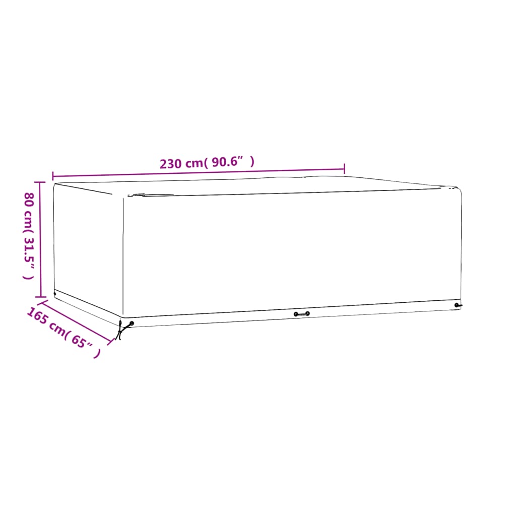 Huse mobilă grădină, 2 buc, 12 ocheți 230x165x80cm, rectangular