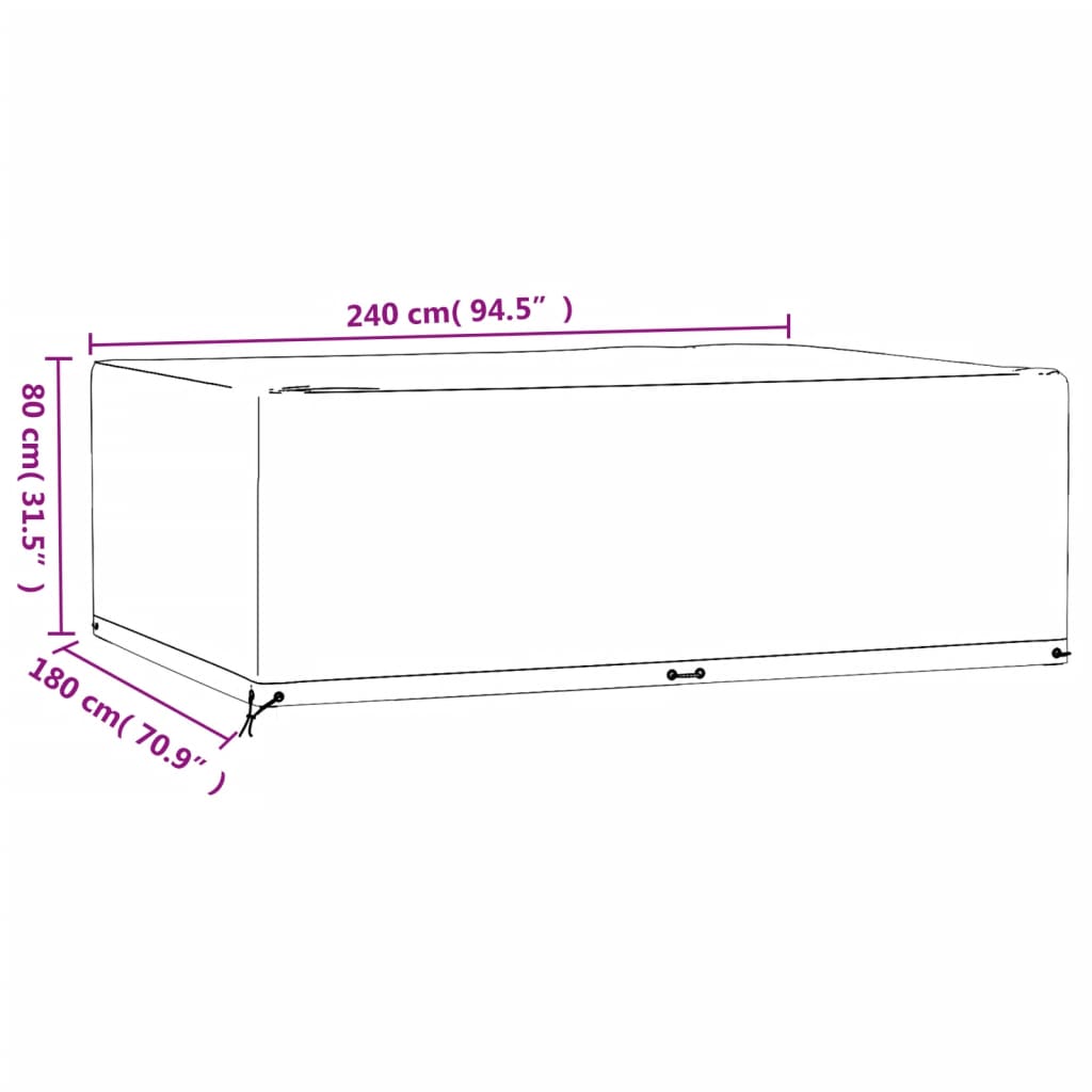 Huse mobilă grădină, 2 buc, 12 ocheți 240x180x80cm, rectangular