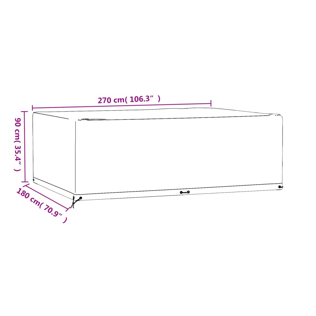 Huse mobilă grădină, 2 buc, 12 ocheți 270x180x90cm, rectangular