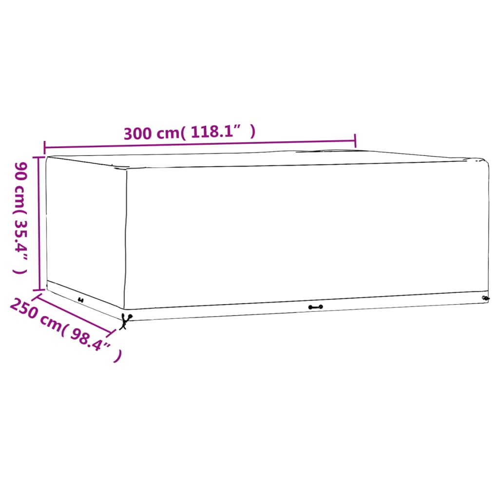 Huse mobilă grădină, 2 buc, 16 ocheți 300x250x90cm, rectangular