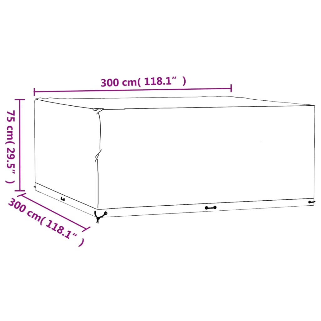 Huse mobilier grădină, 2 buc, 16 ocheți, 300x300x75 cm, pătrat