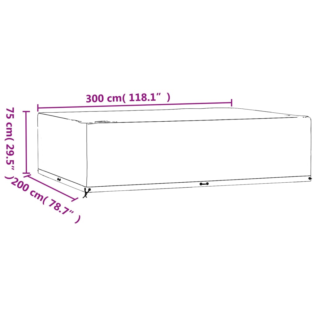 Huse mobilă grădină, 2 buc, 16 ocheți 300x200x75cm, rectangular