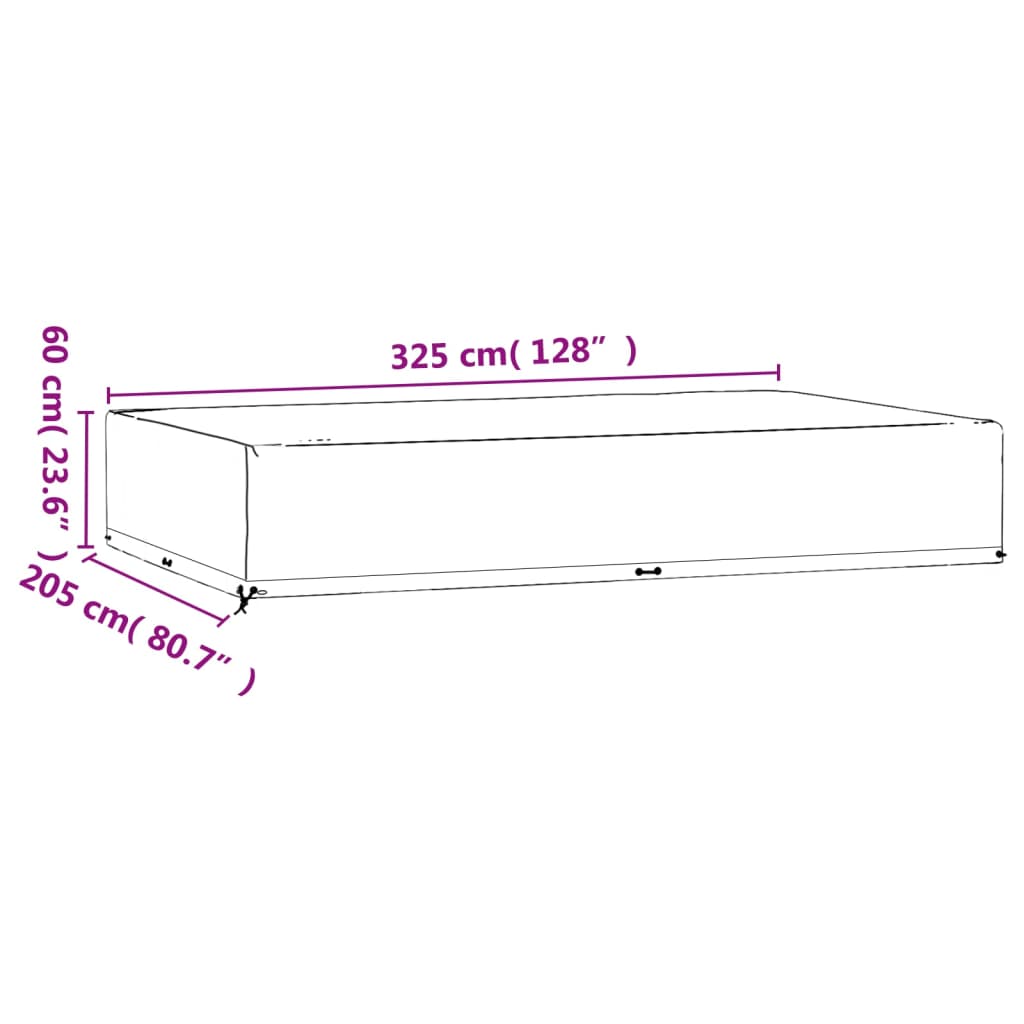 Huse mobilier grădină, 2 buc, 16 ocheți, 325x205x60 cm, pătrat