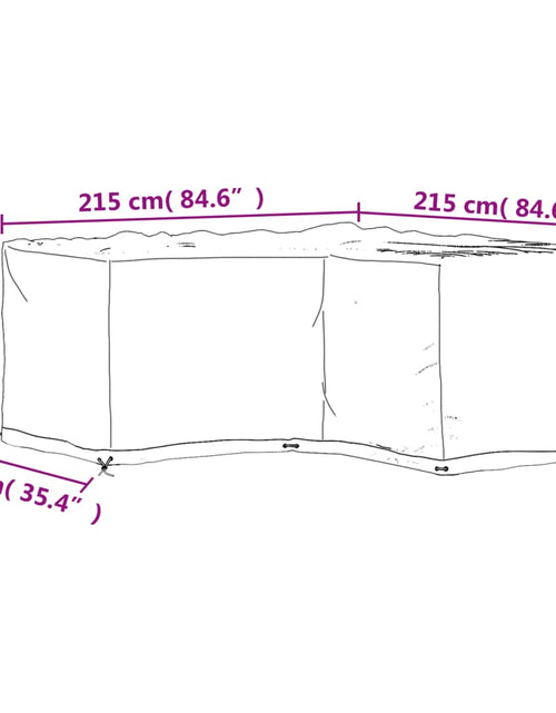 Încărcați imaginea în vizualizatorul Galerie, Huse mobilier de grădină în formă de L 16 ocheți, 215x215x90 cm
