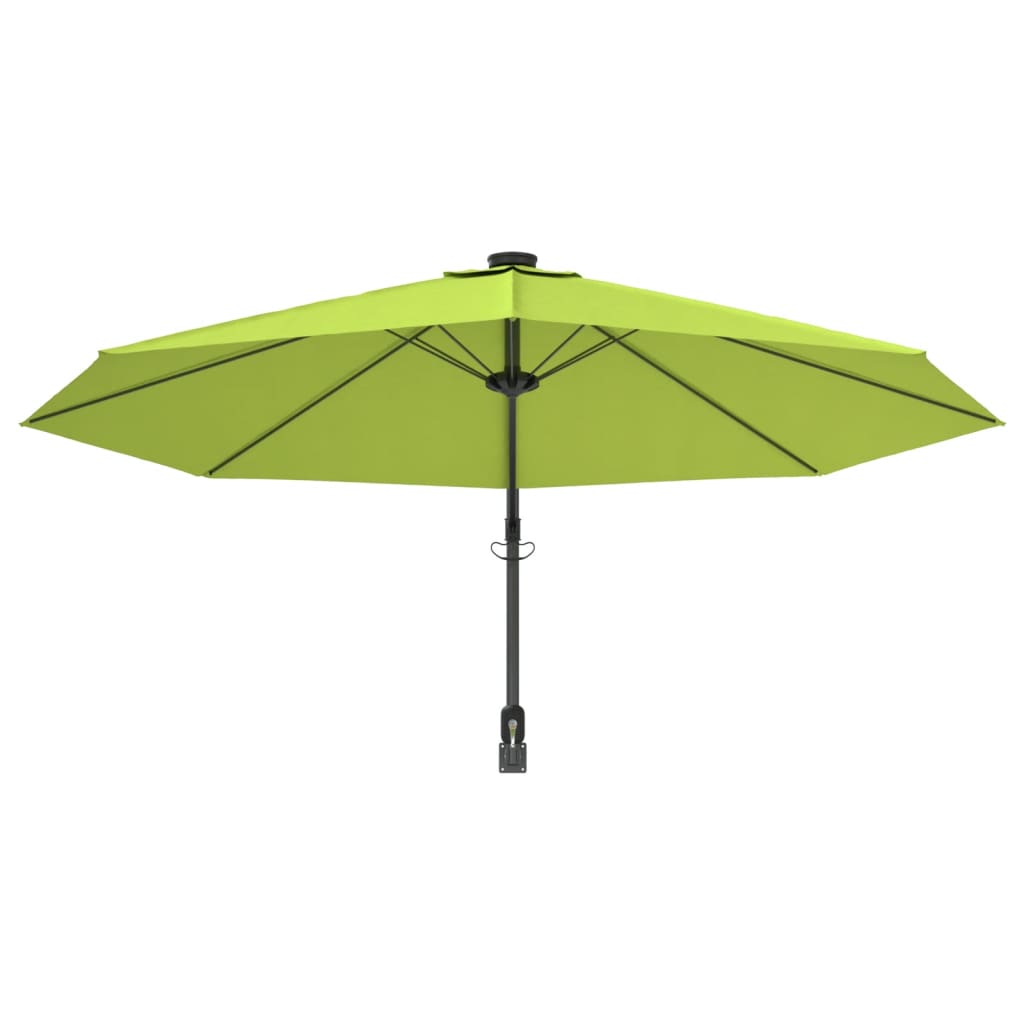 Umbrelă de soare montată pe perete, verde măr, 290 cm