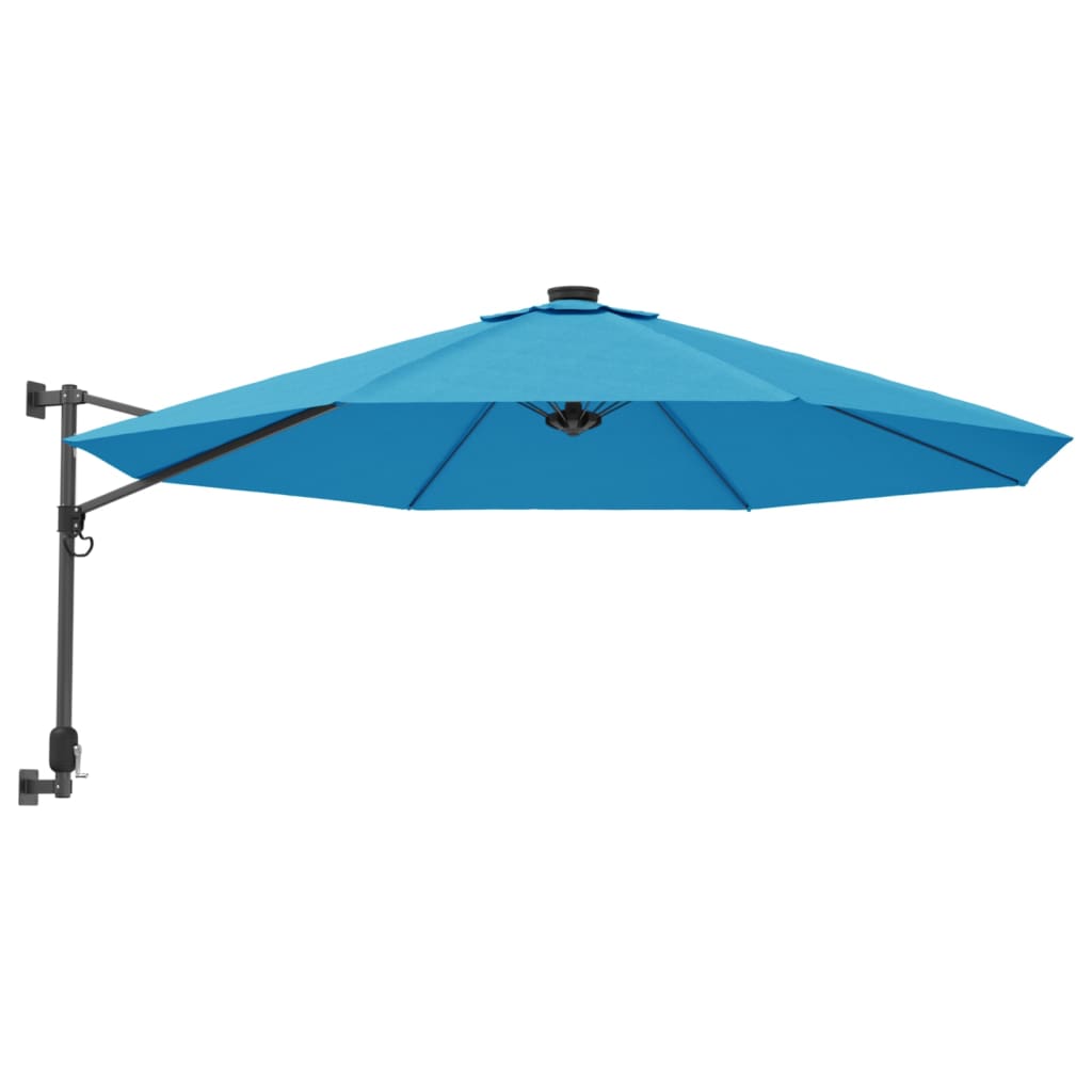 Umbrelă de soare montate pe perete cu LED-uri Sea Blue, 290 cm