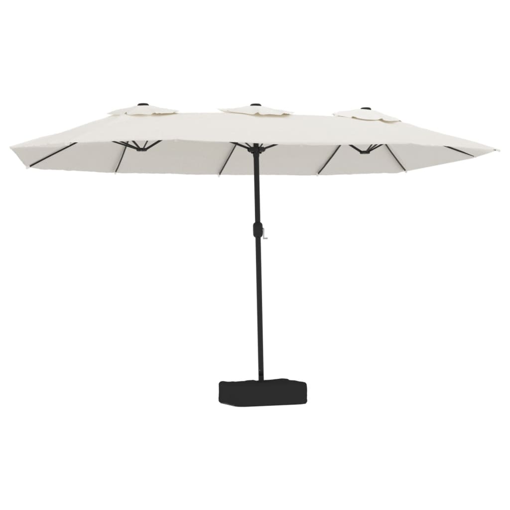 Umbrelă de grădină cu două capete/LED, alb nisipiu, 449x245 cm