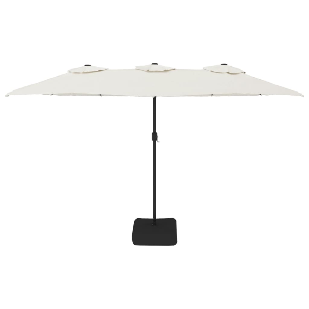 Umbrelă de grădină cu două capete/LED, alb nisipiu, 449x245 cm