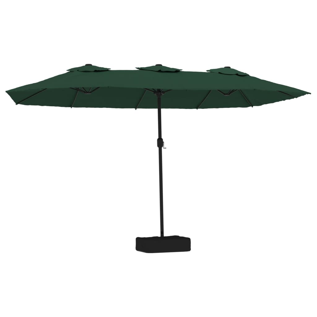 Umbrelă de grădină cu două capete cu LED-uri, verde, 449x245 cm