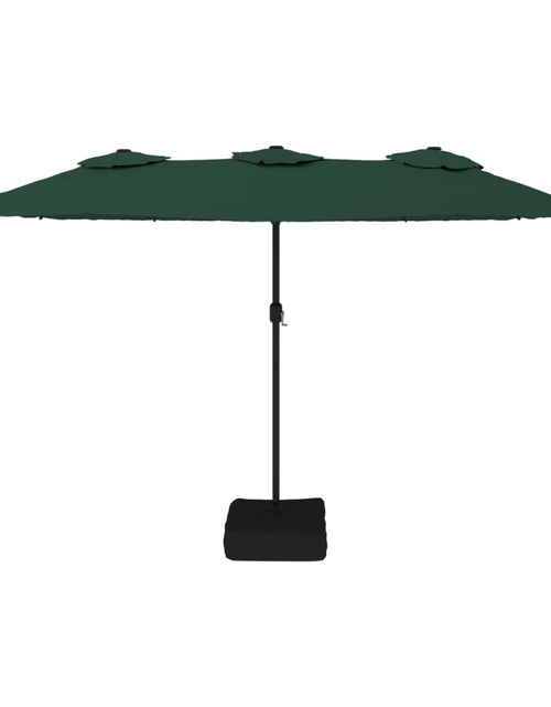 Încărcați imaginea în vizualizatorul Galerie, Umbrelă de grădină cu două capete cu LED-uri, verde, 449x245 cm
