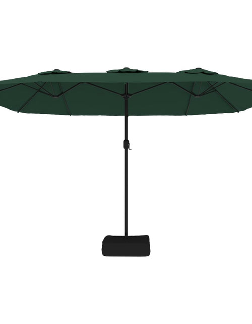 Încărcați imaginea în vizualizatorul Galerie, Umbrelă de grădină cu două capete cu LED-uri, verde, 449x245 cm
