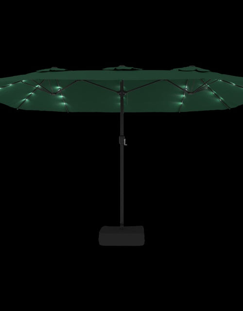 Încărcați imaginea în vizualizatorul Galerie, Umbrelă de grădină cu două capete cu LED-uri, verde, 449x245 cm
