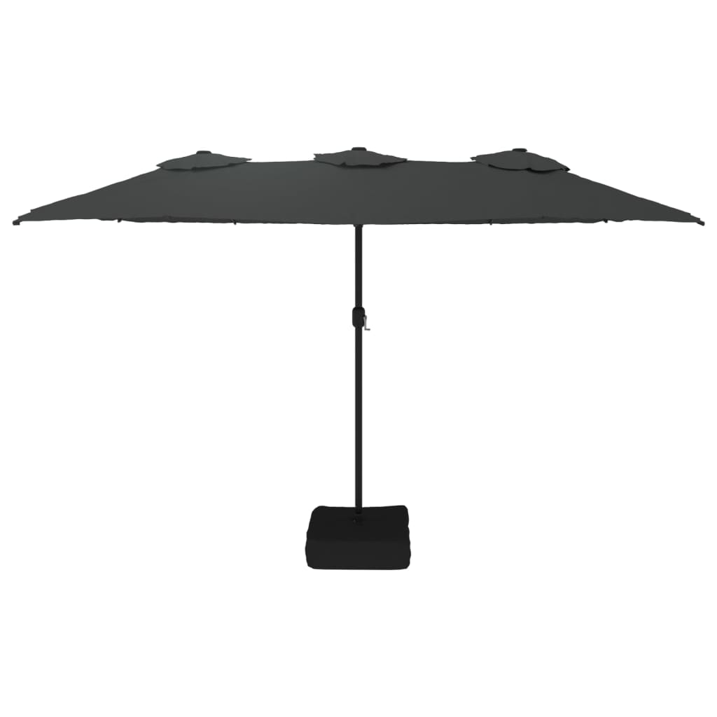 Umbrelă de grădină cu două capete cu LED, antracit, 449x245 cm