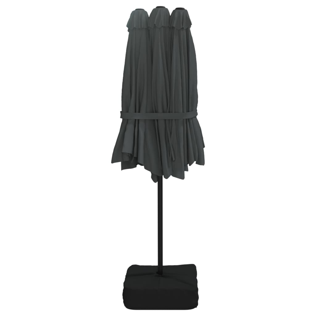 Umbrelă de grădină cu două capete cu LED, antracit, 449x245 cm