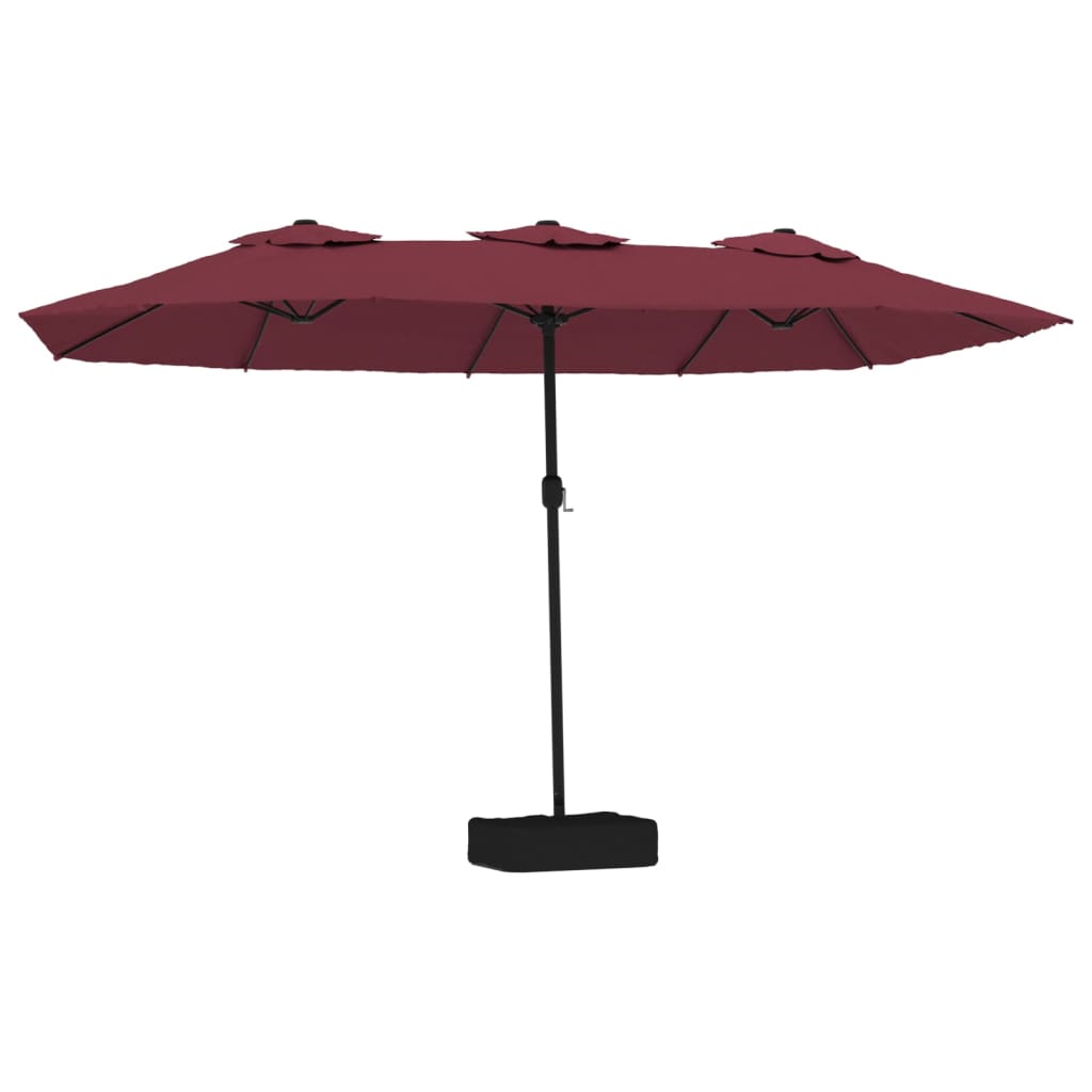 Umbrelă de grădină două capete/LED-uri, roșu bordo, 449x245 cm