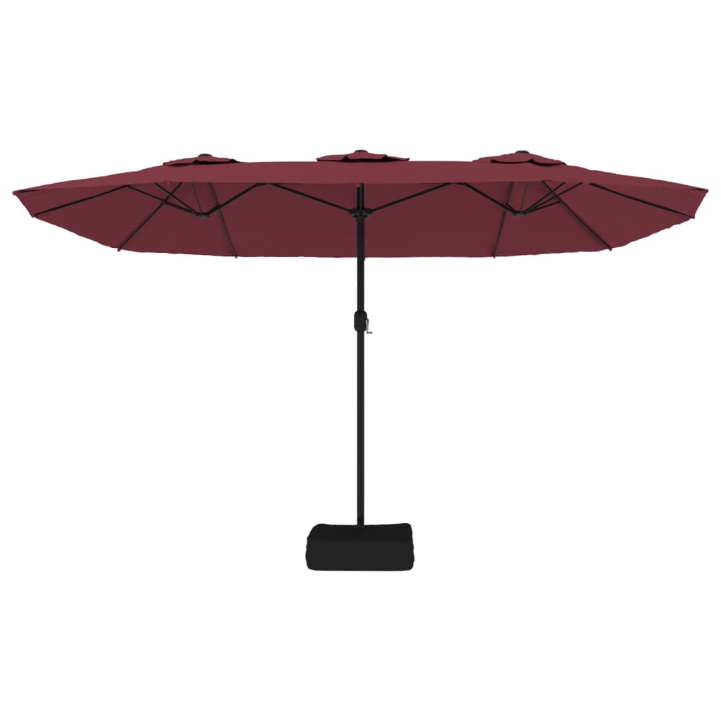 Umbrelă de grădină două capete/LED-uri, roșu bordo, 449x245 cm