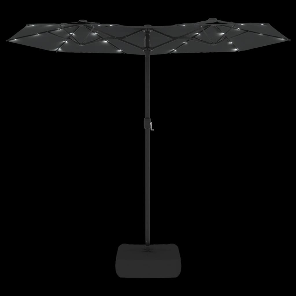 Umbrelă de grădină cu două capete/LED-uri, antracit, 316x240 cm