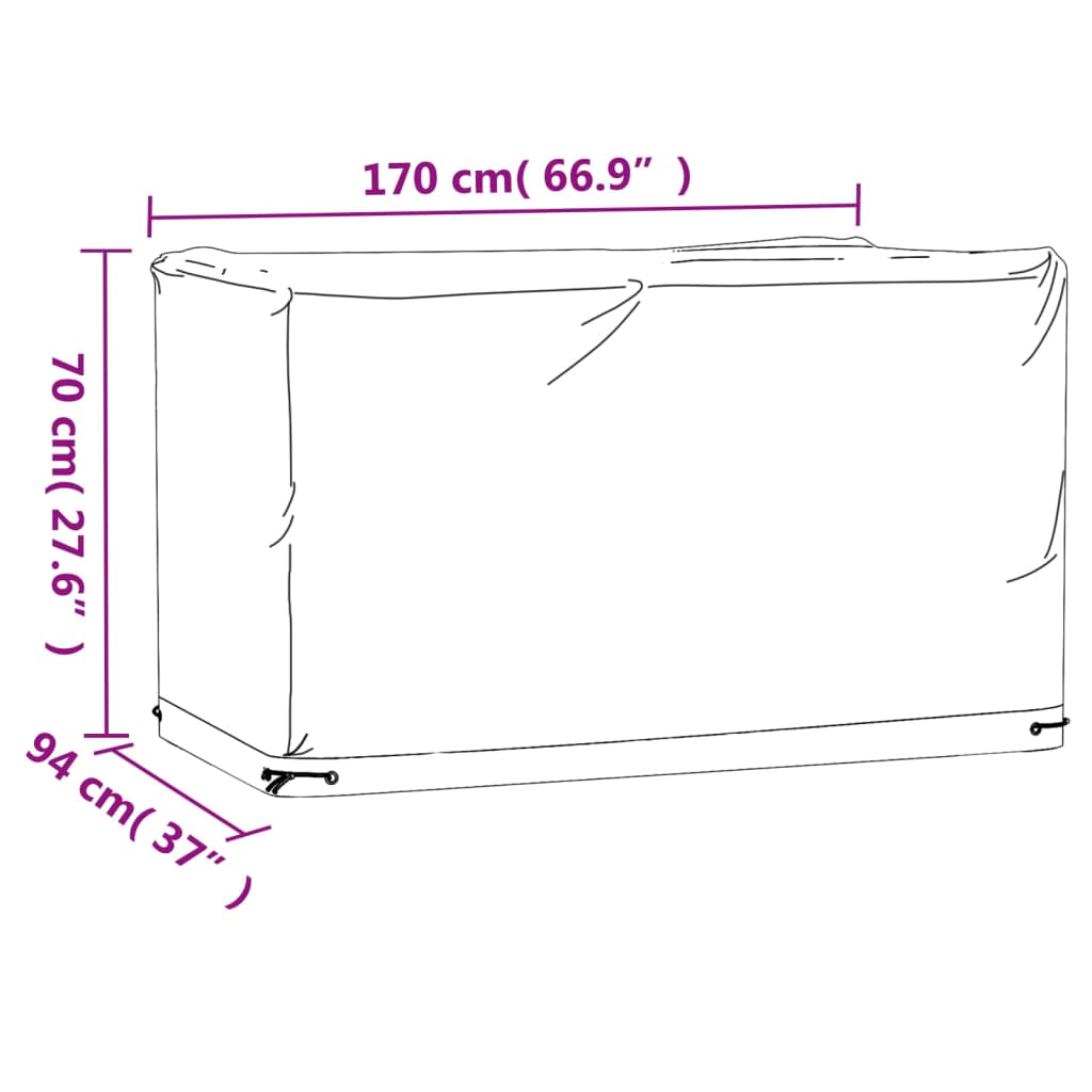 Husă mobilier de grădină, 8 ocheți 170x94x70 cm dreptunghiulară