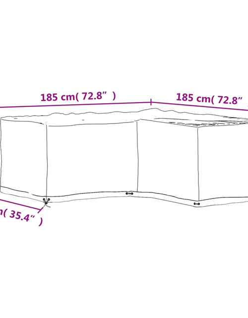 Încărcați imaginea în vizualizatorul Galerie, Husă mobilier de grădină în formă de L 12 ocheți, 185x185x70 cm
