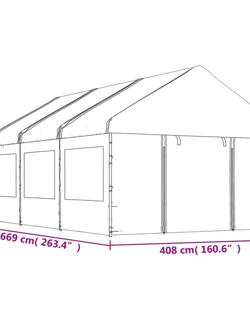 Încărcați imaginea în vizualizatorul Galerie, Foișor cu acoperiș, alb, 6,69x4,08x3,22 m, polietilenă
