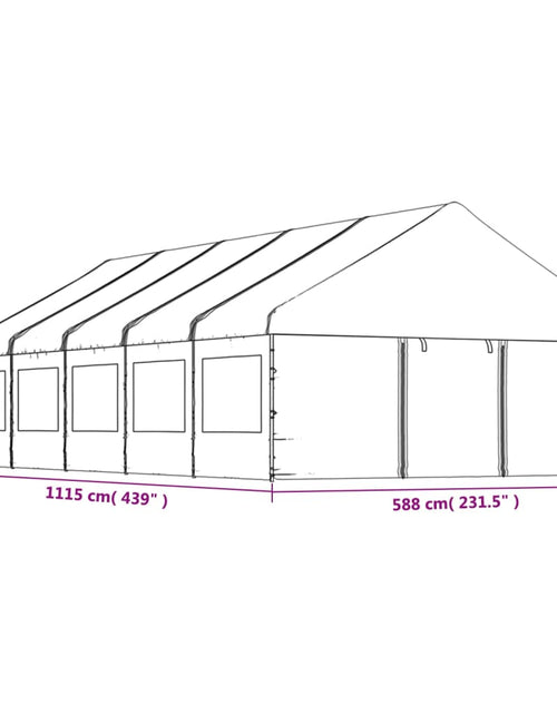 Încărcați imaginea în vizualizatorul Galerie, Foișor cu acoperiș, alb, 11,15x5,88x3,75 m, polietilenă - Lando
