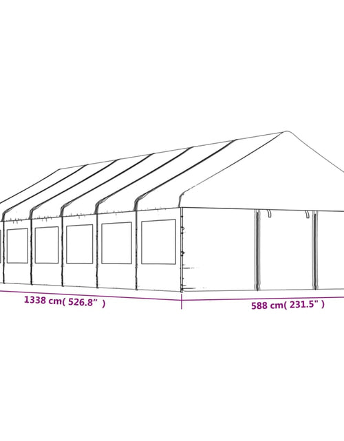 Încărcați imaginea în vizualizatorul Galerie, Foișor cu acoperiș, alb, 13,38x5,88x3,75 m, polietilenă - Lando
