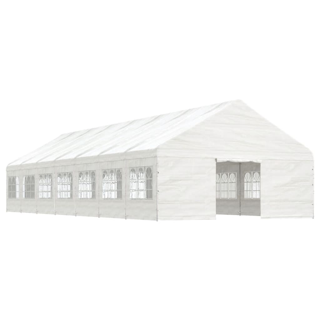 Foișor cu acoperiș, alb, 15,61x5,88x3,75 m, polietilenă - Lando