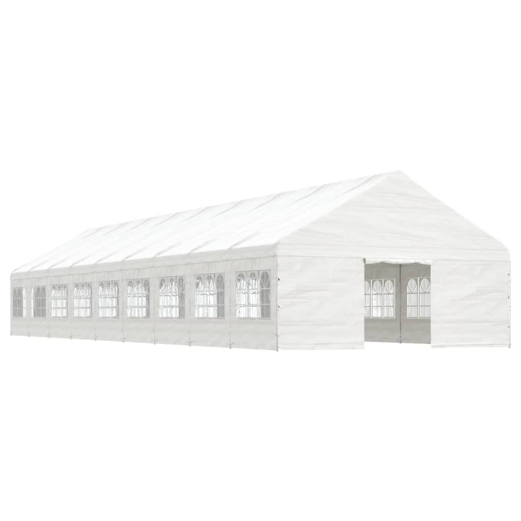 Foișor cu acoperiș, alb, 20,07x5,88x3,75 m, polietilenă - Lando