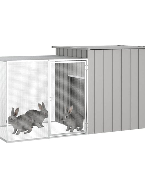 Încărcați imaginea în vizualizatorul Galerie, Coteț pentru iepuri, gri, 200x91x100 cm, oțel galvanizat

