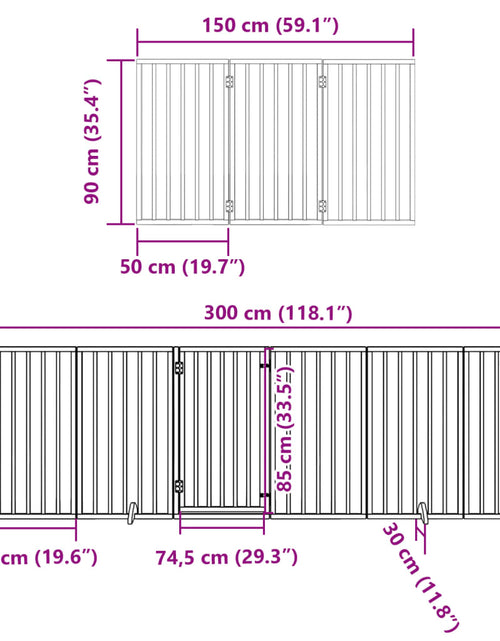 Încărcați imaginea în vizualizatorul Galerie, Poartă câini pliabilă cu ușă 12 panouri, alb, 600 cm, lemn plop
