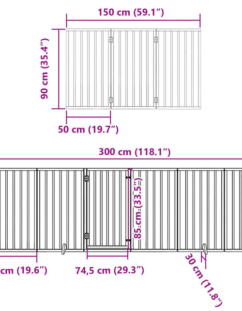 Încărcați imaginea în vizualizatorul Galerie, Poartă câini pliabilă cu ușă 9 panouri maro, 450 cm, lemn plop
